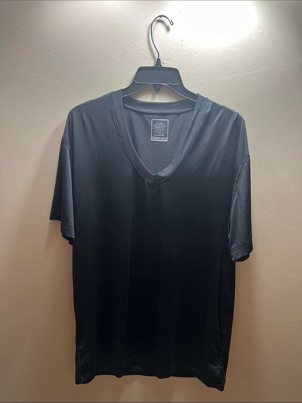 Men's Black V-Neck Short Sleeve Shirt - Performance Comfort